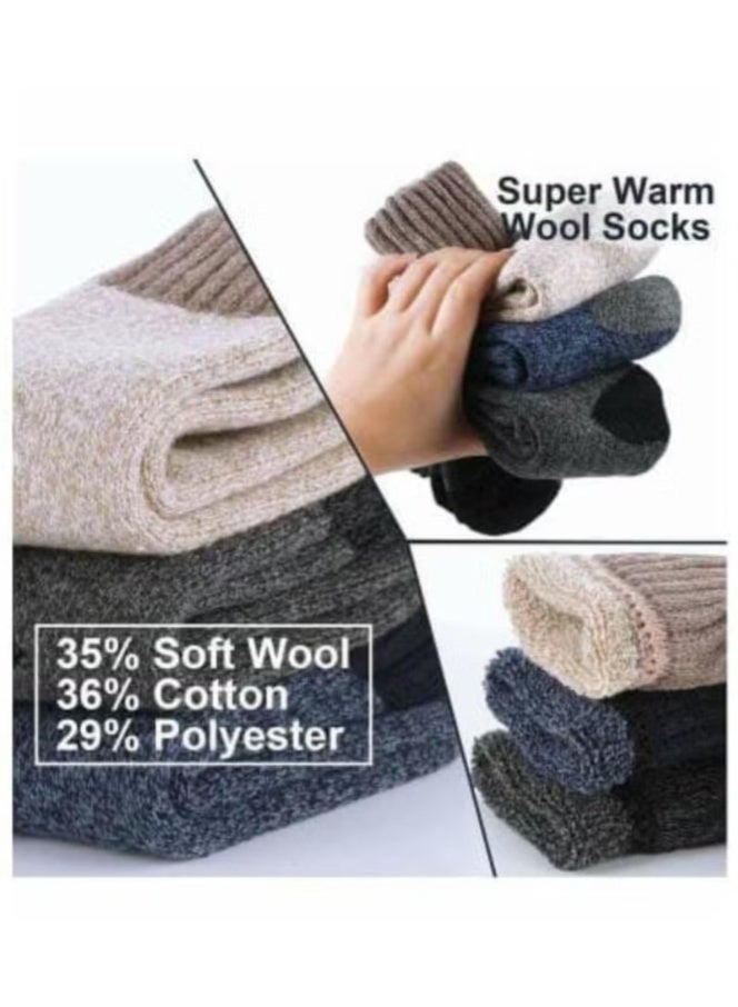 جوي شيك جوارب صوفيه شتوية كاجوال ناعمة ودافئة ومريحة وسميكة مصممة للشتاء بلمسة كلاسيكية وخامة محبوكة للجنسين من (6 ازواج) قياس واحد - Image 3