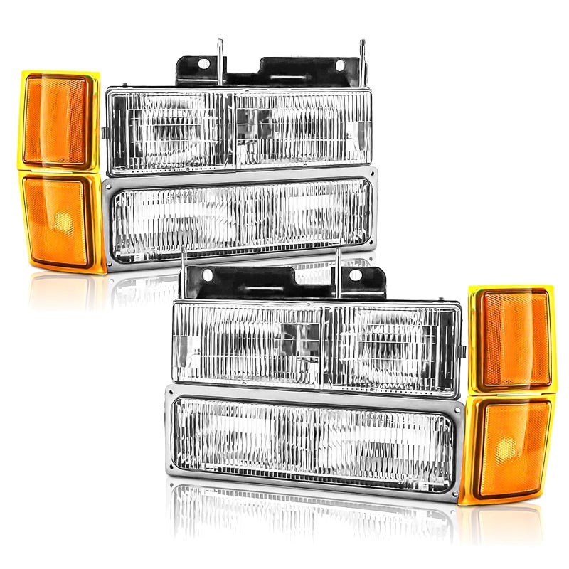 مجموعة مصابيح أمامية متوافقة مع 1994 1995 1996 1997 1998 شيفروليه سيلفرادو CK 1500 2500 3500 سوبربان 9599 تاهو مصباح أمامي مع ضوء الصدام بتصميم المصنع