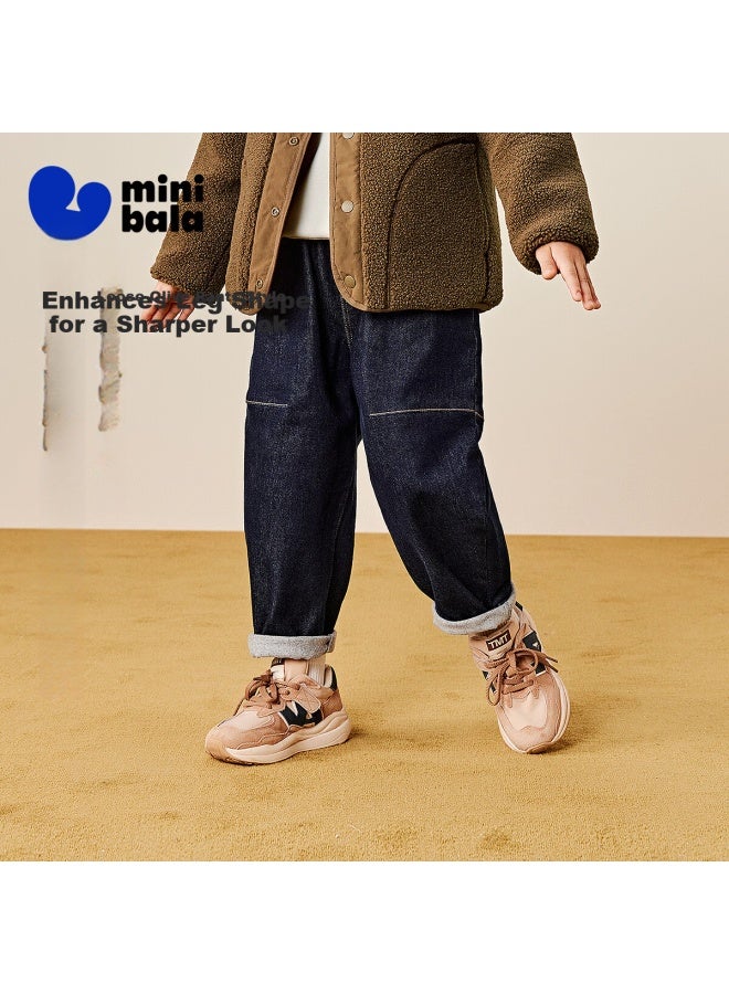 Minibala Soft Denim Boys' Winter Skin-friendly Non-fading Carrot Pants - Image 1
