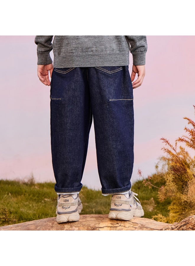 Minibala Soft Denim Boys' Winter Skin-friendly Non-fading Carrot Pants - Image 3