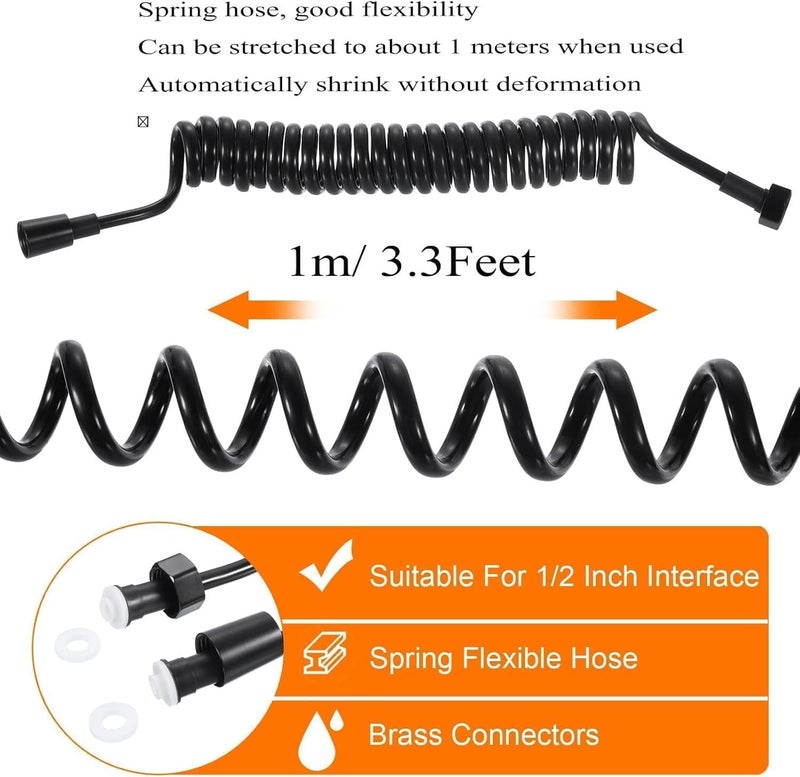 ABS Spring Flexible Shower Hose – Flexible Screw Hose for Toilet Faucet and Hand Shower – Suitable for Bidet and Travel Bidet – Twist Resistant with G1/2 Connector (Black, 1.5m) - Image 4