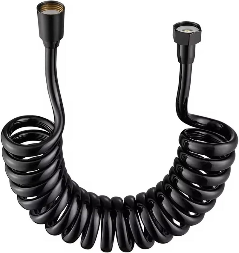 ABS Spring Flexible Shower Hose – Flexible Screw Hose for Toilet Faucet and Hand Shower – Suitable for Bidet and Travel Bidet – Twist Resistant with G1/2 Connector (Black, 1.5m) - Image 1