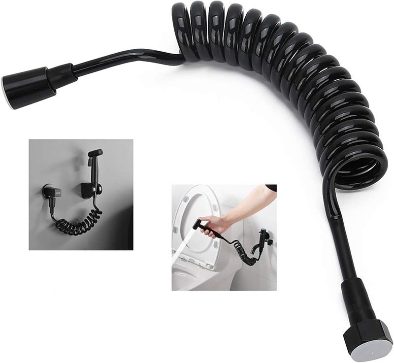 ABS Spring Flexible Shower Hose – Flexible Screw Hose for Toilet Faucet and Hand Shower – Suitable for Bidet and Travel Bidet – Twist Resistant with G1/2 Connector (Black, 1.5m) - Image 3
