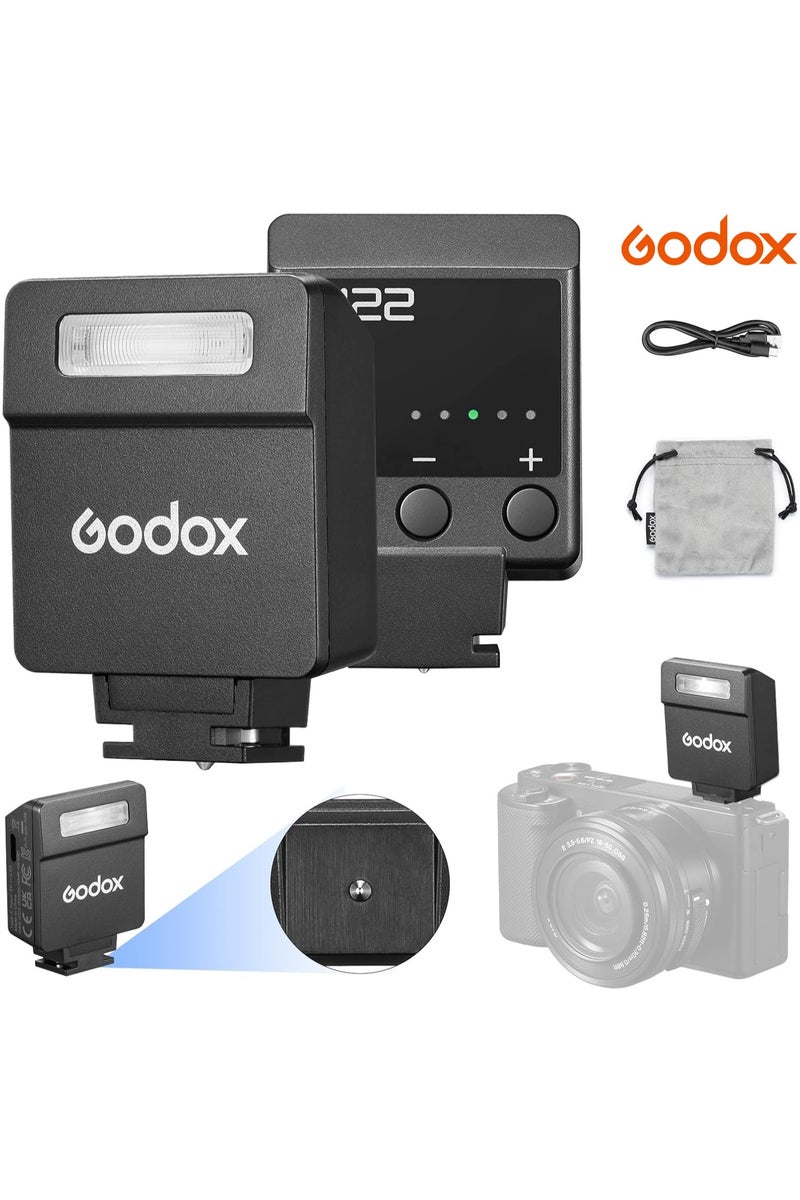 Godox iM22 Camera Flash, Mini Flash for Camera, 440 Full Power Flashes, Built in Lithium Battery, 5 Power Levels, Single Contact Hot Shoe, Compatible for Canon Sony Fuji Nikon Panasonic Olympus - Image 1