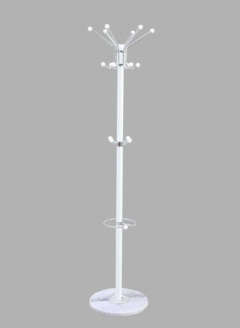 AFT Arfan Metal Coat Rack Stand with Natural Marble Base, Free Standing Hall Tree with 15 Hooks for Hanging Scarf, Bag, Jacket, Home Entry-way Hat Hanger Organizer (White)) - Image 2