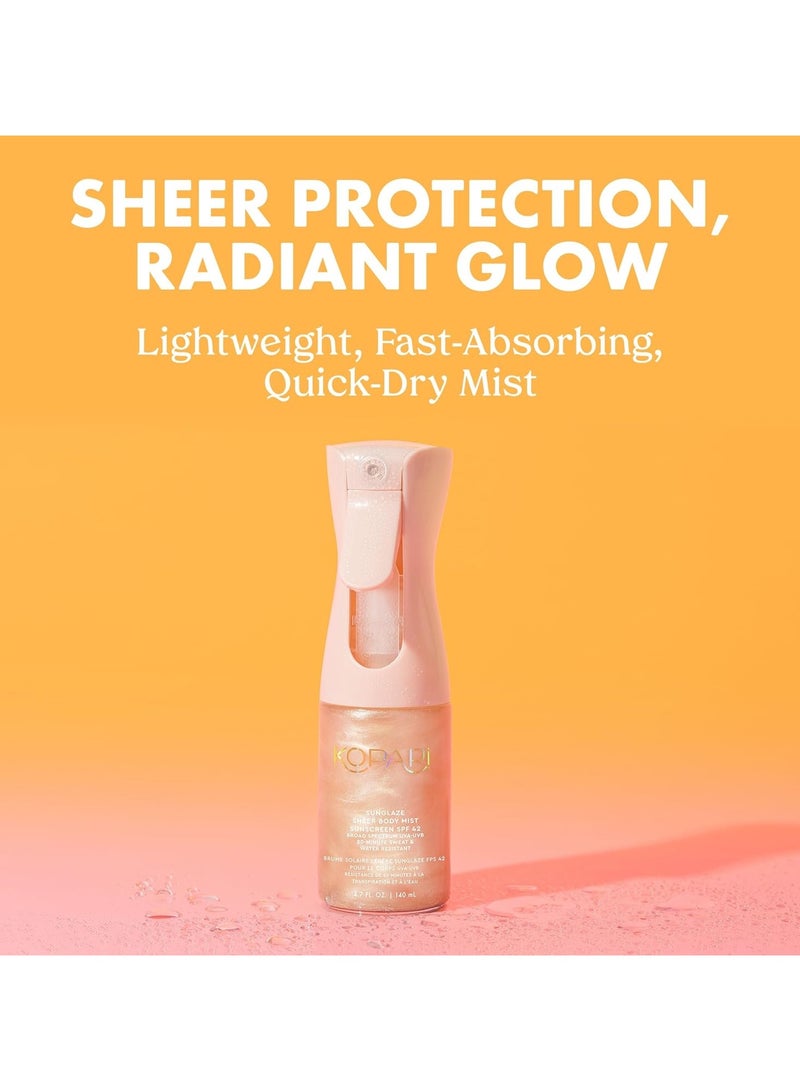 OceAura Rose Gold Sunglaze Sheer Body Mist Sunscreen SPF 42, Infused with Shimmering Body Oil, Hydrating Mist, Hydrates, Brightens, Makeup Friendly, Gives Skin a Glowy Finish, Lightweight - Image 2