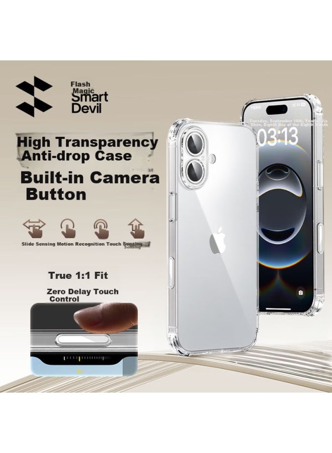 Smartdevil Iphone 16 Case With Built-In Camera Button, Iphone 16 Airbag Anti-Drop Protective Cover, Full Coverage Transparent Anti-Yellow Soft Shell - Image 1