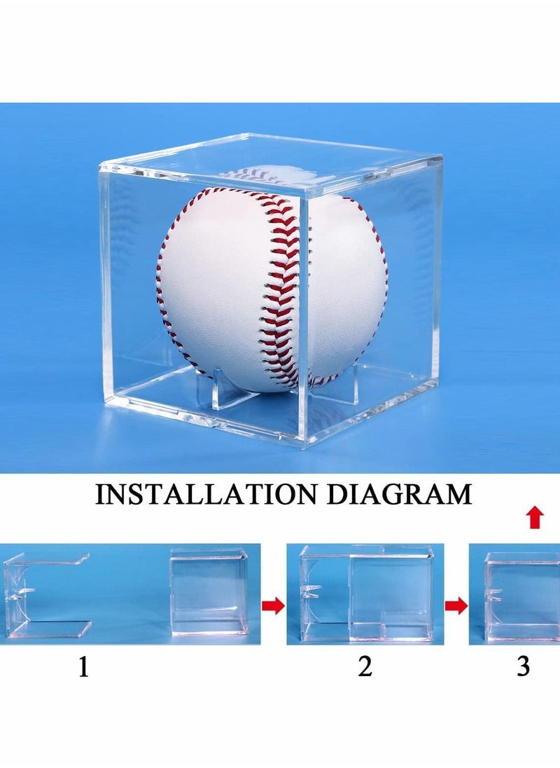 Excefore - Baseball Storage Case,Square Baseball Display Case,Practical Transparent Display Stand, Acrylic Box for Tennis Ball Softball Ping Pong Ball 2 Pcs - Image 1