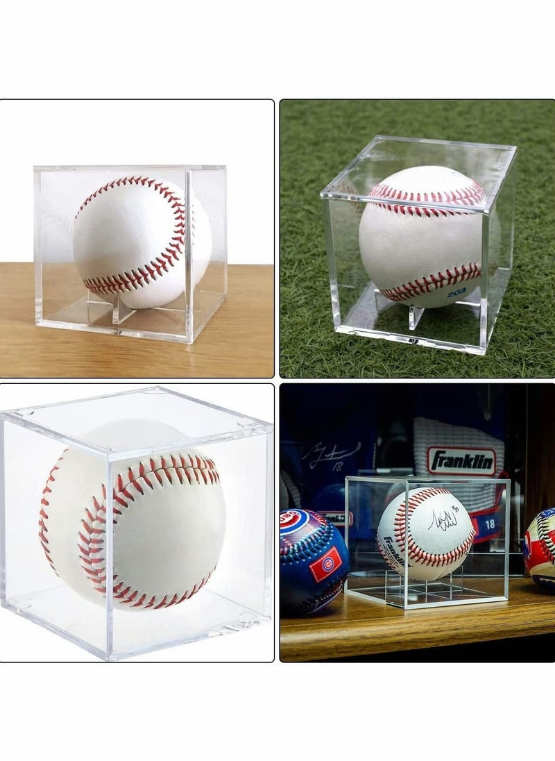 Excefore - Baseball Storage Case,Square Baseball Display Case,Practical Transparent Display Stand, Acrylic Box for Tennis Ball Softball Ping Pong Ball 2 Pcs - Image 1