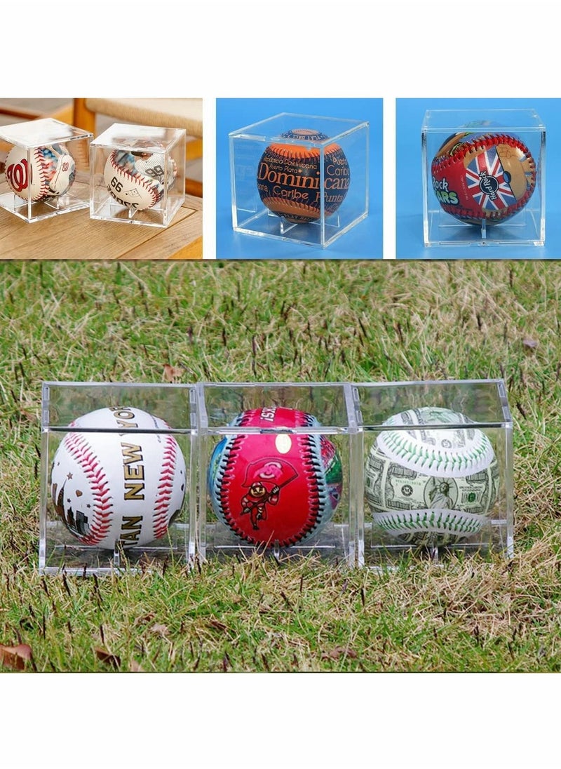 Excefore - Baseball Storage Case,Square Baseball Display Case,Practical Transparent Display Stand, Acrylic Box for Tennis Ball Softball Ping Pong Ball 2 Pcs - Image 1