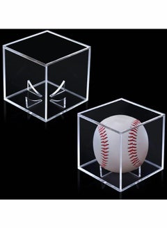 Baseball Storage Case,Square Baseball Display Case,Practical Transparent Display Stand, Acrylic Box for Tennis Ball Softball Ping Pong Ball 2 Pcs