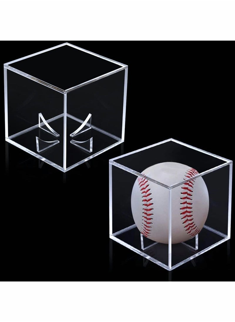 Excefore - Baseball Storage Case,Square Baseball Display Case,Practical Transparent Display Stand, Acrylic Box for Tennis Ball Softball Ping Pong Ball 2 Pcs - Image 1