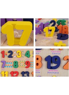 MARKQ Wooden Numbers Puzzle Board – Learning Toy with Letter Blocks- Jigsaw Board for Toddlers & Preschool - Kids Montessori Education  - Image 4