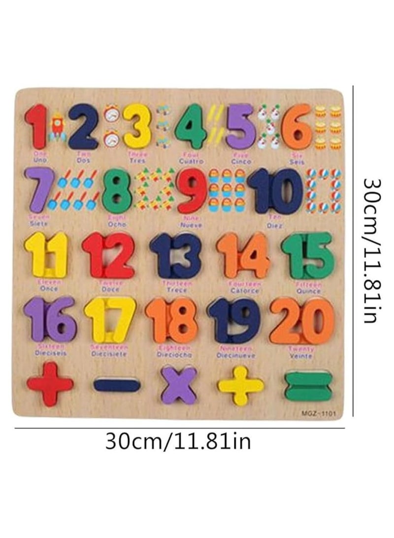 MARKQ لوحة ألغاز الأرقام الخشبية - لعبة تعليمية مع كتل الحروف - لوحة بازل للأطفال الصغار ومرحلة ما قبل المدرسة - تعليم مونتيسوري للأطفال - Image 3