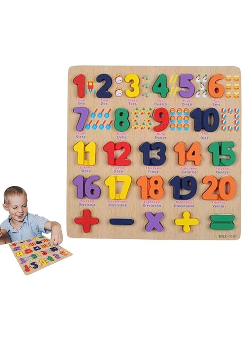 MARKQ لوحة ألغاز الأرقام الخشبية - لعبة تعليمية مع كتل الحروف - لوحة بازل للأطفال الصغار ومرحلة ما قبل المدرسة - تعليم مونتيسوري للأطفال - Image 5