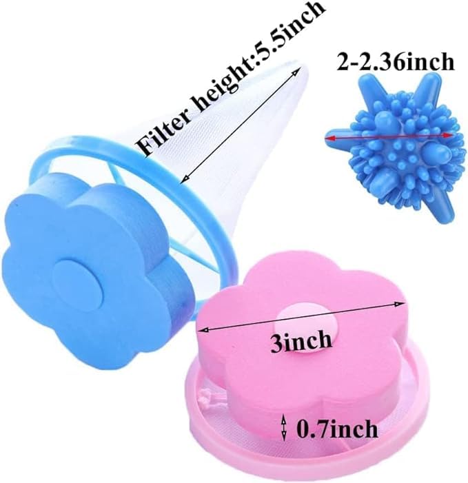 OTISTORES Washing Machine Hair Filter Cleaning Mesh Bag 2 Pcs Silicone Washing Machine Laundry Balls Dryer Laundry Ball 10 Pcs Laundry Balls Washing BallTangleFree and Cleaning Power Washer Balls - Image 4