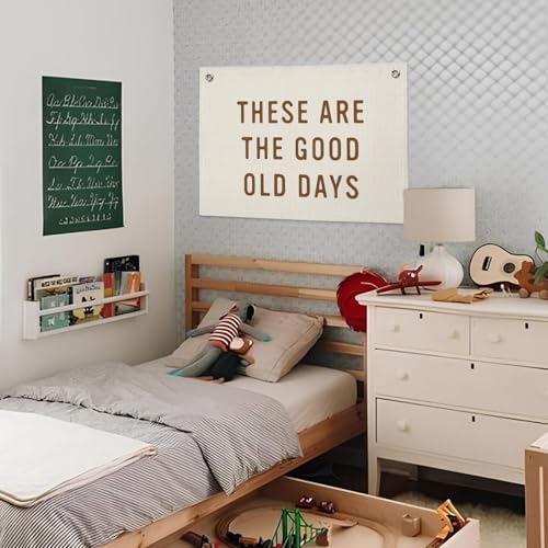 Wheatwin These Are The Good Old Days Sign, Linen Canvas Wall Hanging Flag, Trendy Retro Nostalgic Inspirational Banner for Room - Image 2