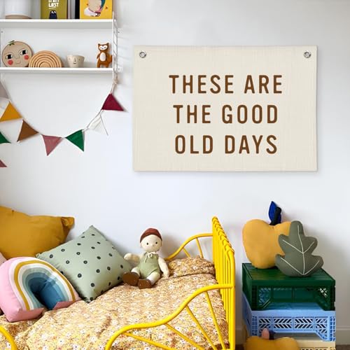 Wheatwin These Are The Good Old Days Sign, Linen Canvas Wall Hanging Flag, Trendy Retro Nostalgic Inspirational Banner for Room - Image 5
