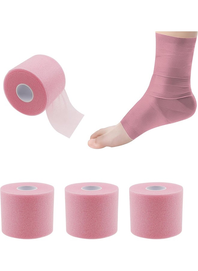 DUNISO 3Pcs Pre Wrap Tape, Foam Underwrap Sports Wrap,Soft Smooth Sports Wrap Roll,Pre Wrap Bandage Sport Tape for Ankles Wrists Hands Elbows，2.76 Inch x 30 Yards，Light Pink - Image 1
