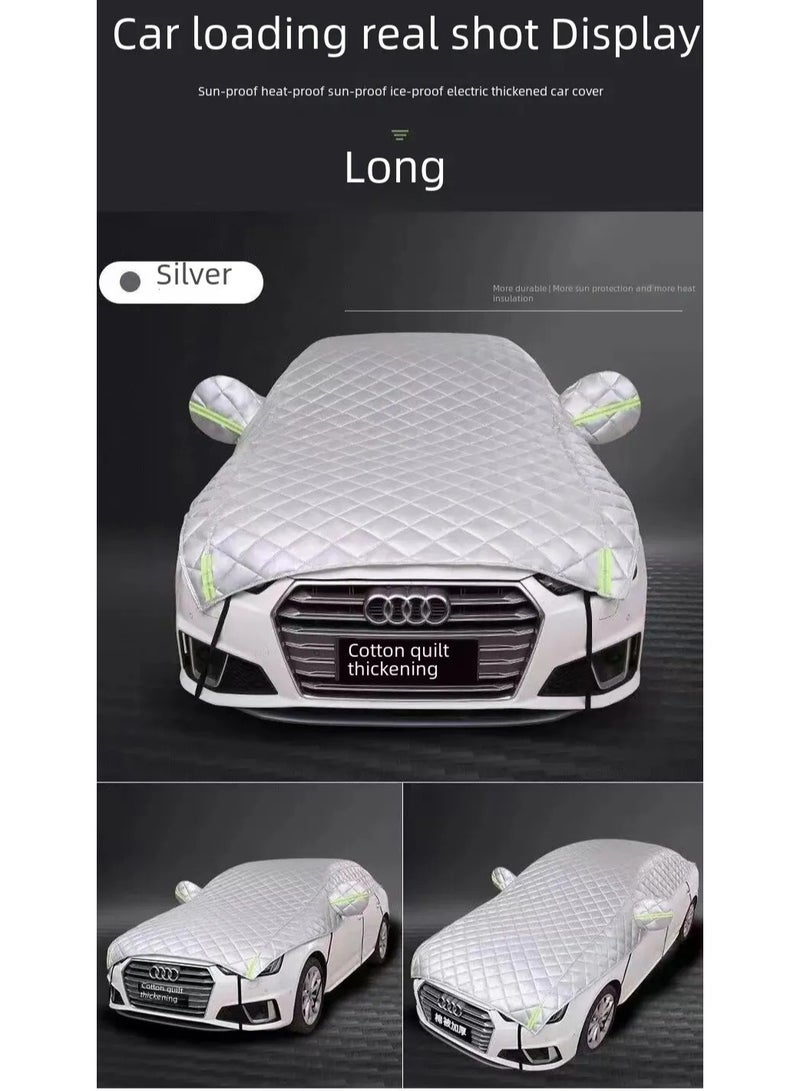AROAQ Thick Cotton Car Cover Half Sunshade Heat Insulation Anti-ice Windshield Cover Sunshade Blanket Protection Cloth - Image 4