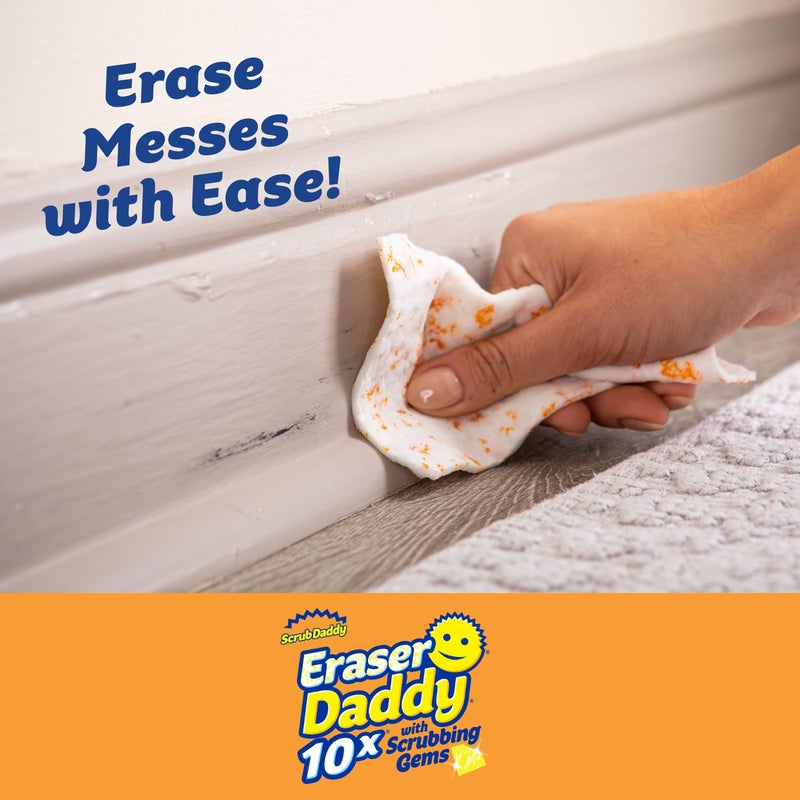 Scrub Daddy Eraser Daddy Sheets - 10x More Durable Than Traditional Erasers with Scrubbing Gems - Removes Dirt, Scuffs & Stains - Water-Activated (6 Pack) - Image 2