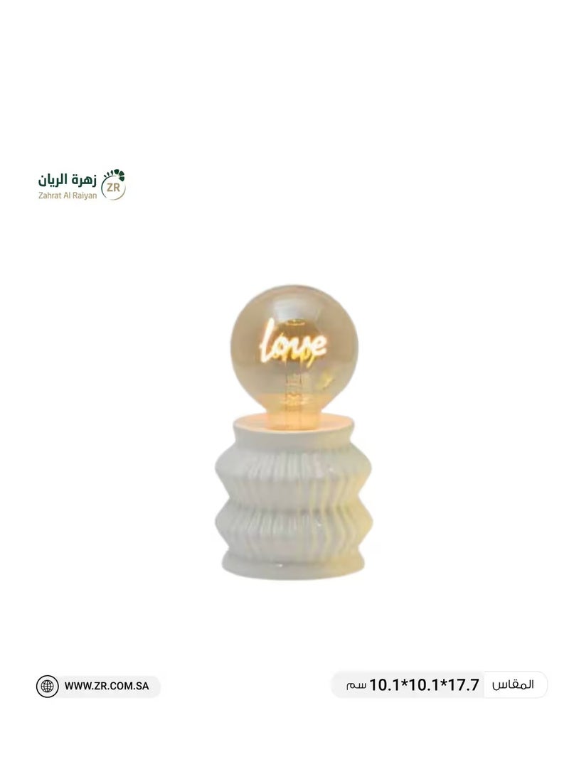Zahrat Al Raiyan Ceramic table lamp, white, size 10 cm 