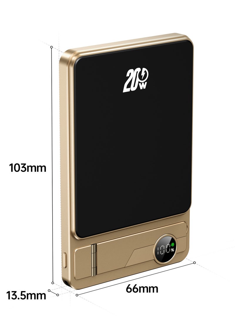 Ultra-Slim 10000mAh Power Bank,Qi2 Certified 15W Ultra-Fast MagSafe-Compatible Portable Charger,PD 20W 10000mAh Battery Pack with Smart Display and Foldable Stand, For iPhone 16/15/14/13/12 Series,AirPods,iwatch and More(USB-C Cable Include)