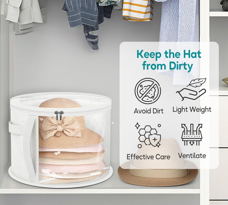 AOODA Oversized Clear Hat Storage Bag for Women, Holds up to 7 Caps Cowboy Hat Organizer for Closet, Wide Brims Hat Case with Carrying Handles (White) - Image 5