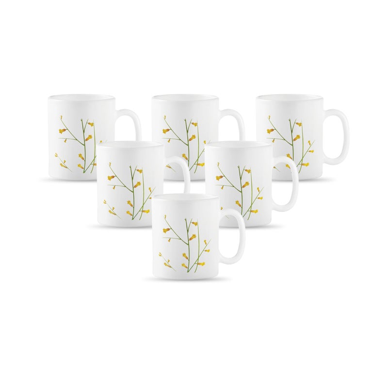 La Opala Diva, Opal Glass Crockery | Coffee Mug Cylinder Medium, Set of 6 | Citron Weave, 250 ml | for Tea & Coffee | Microwave Safe | 100% Vegetarian | Extra Strong | Super Light | Super White - Image 5