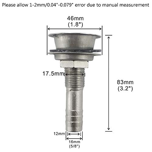 NRC&XRC 5/8" O.D.Marine Grade 316 Stainless Steel Fuel Gas Tank Vent Cowl Vent with Mounting Gasket Hardware Fitting for Marine Boat Yacht - Image 2