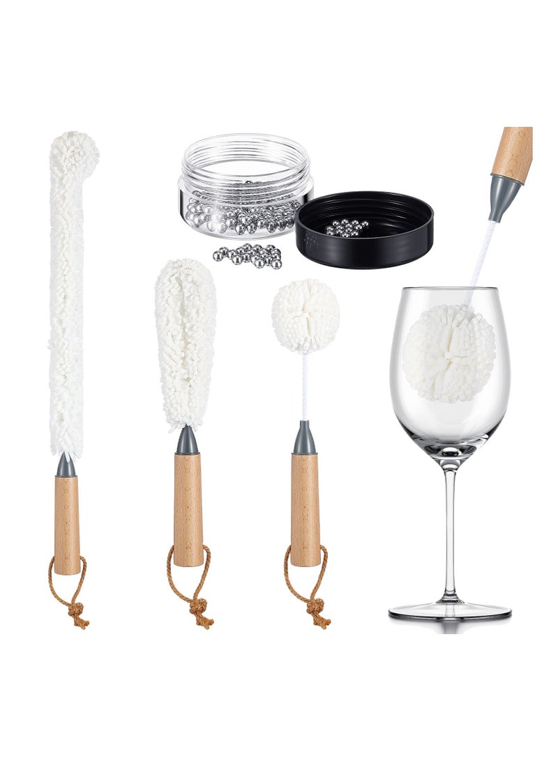 Y&D 3 Pcs Decanter Cleaning Brush Kit Glassware Cleaner 150 Beads Flexible Bottle Scourer Reusable Tools for Glass Goblets Carafe Crystal Flute  - Image 1
