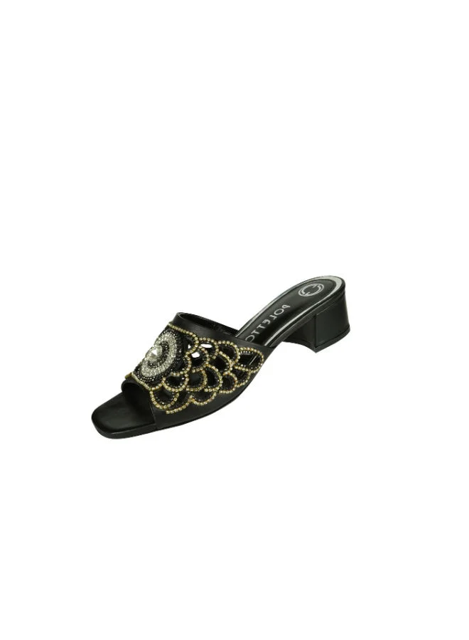Poletto Black Poletto Ladies Block Heel 54412 C1400 Black for Women | Best Price UAE