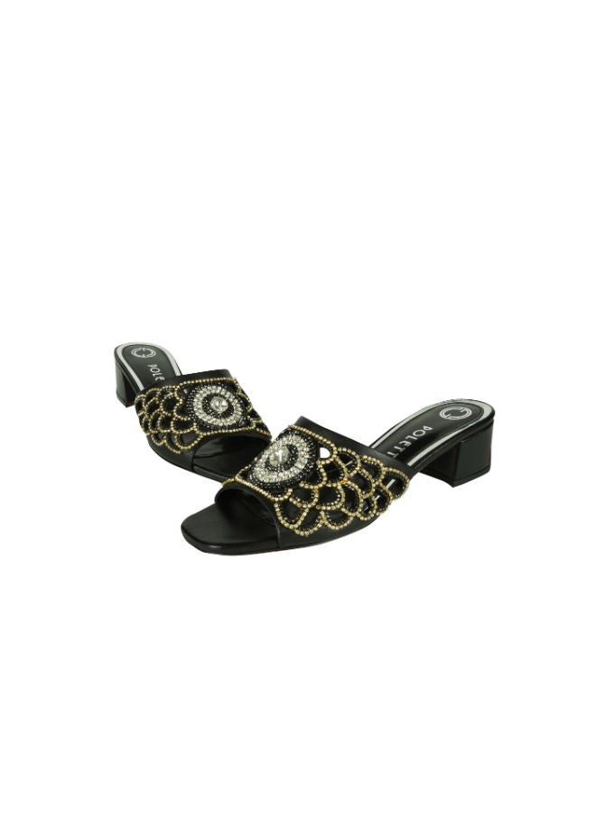 POLETTO Poletto Ladies Block Heel 54412 C1400 Black  - Image 2