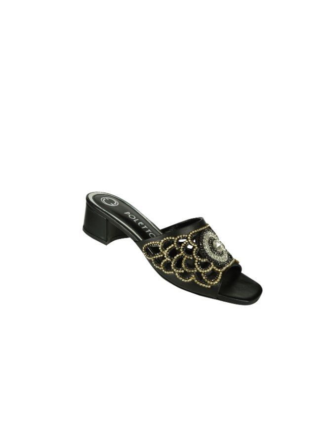 POLETTO Poletto Ladies Block Heel 54412 C1400 Black  - Image 1