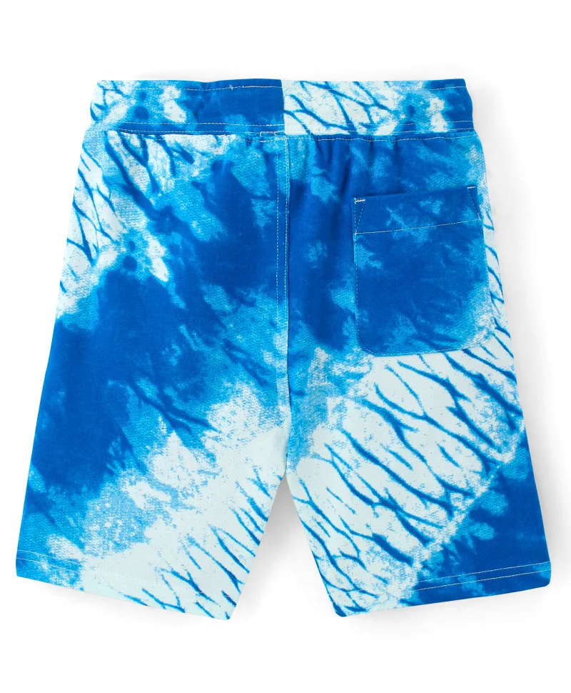 Pine Kids Pine Kids 100% Cotton Knit Knee Length Champion & Tie Dye Print Shorts - White & Blue