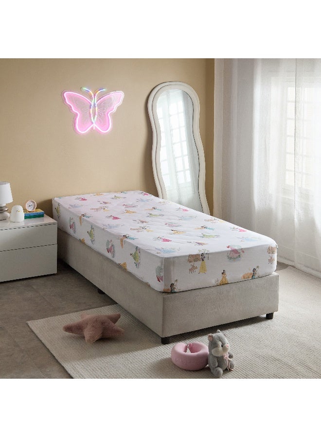 Home Box Disney Princess Fitted Sheet for Girls - White - Image 2
