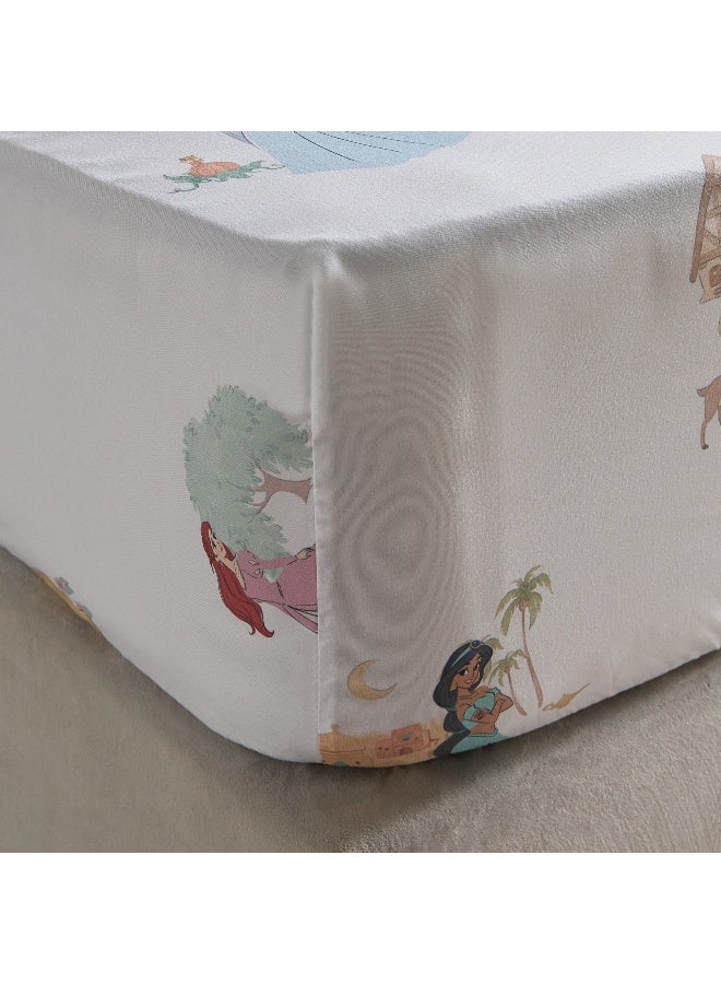 Home Box Disney Princess Fitted Sheet for Girls - White - Image 4