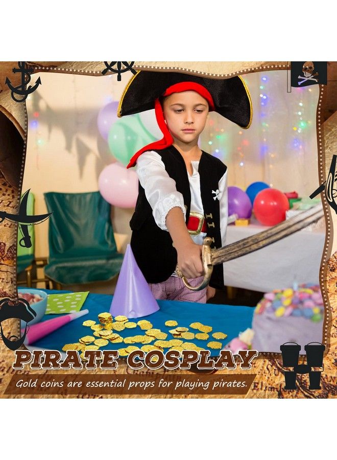 Hanaive 100 Pcs Pirate Coins Plastic Gold Coins Kids Fake Play Coins Replica Spanish Doubloons St. Patrick Coin For Pirate Party Treasure Chest Board Games Tokens Toys Cosplay Gold  - Image 4