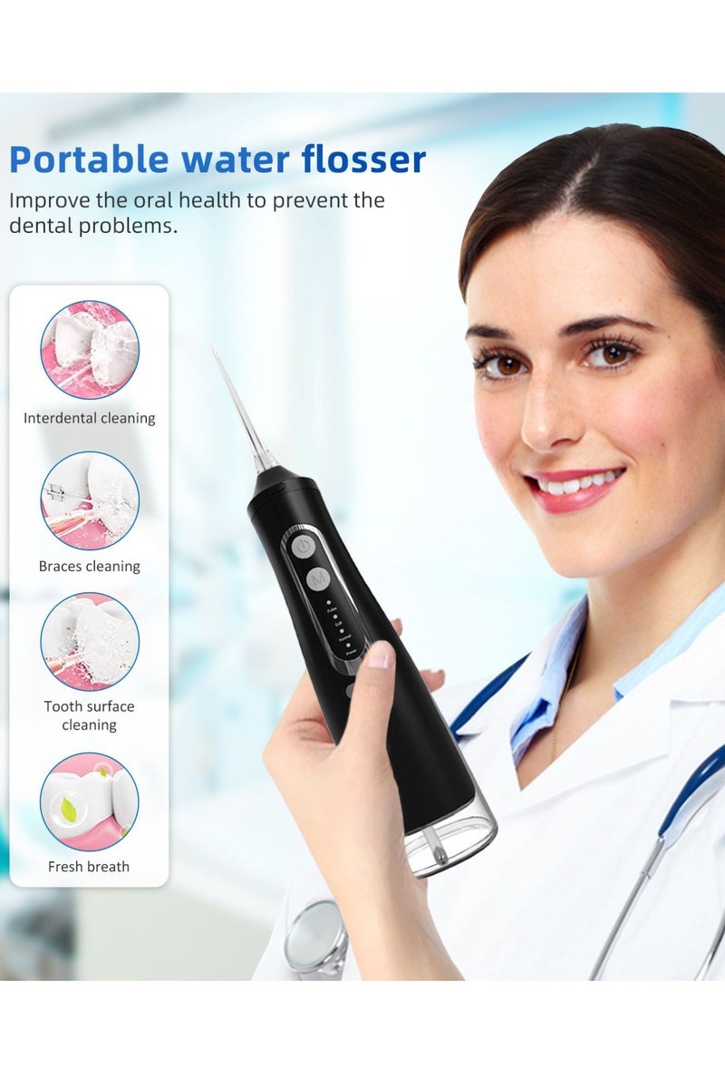 Reva Cordless Electric Water Flosser – 310ml Large Tank, 4 Jet Tips, 360° Rotating Nozzle, IPX7 Waterproof Rechargeable Oral Irrigator With Smart Memory & Low Noise – Ideal for Braces & Oral Care (Black)  - Image 2