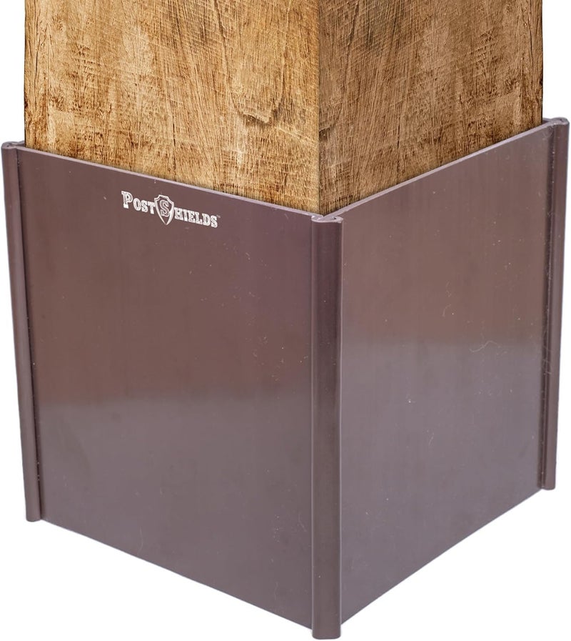 Post Shields Store 6x6 Post Protector - Fits Standard 5.5"x5.5" Wood or Metal Posts - 6in High - Easy Install, No Tools - Protects Mailbox, Deck and Fence Posts from Lawn Maintenance Equipment Damage - Image 1