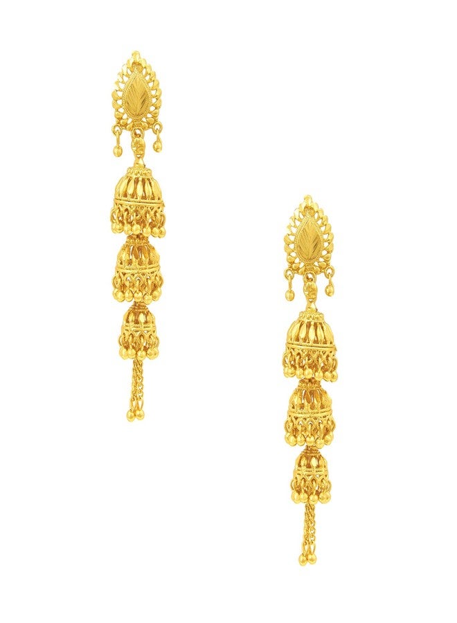 Bodha 3 Layered Traditional GoldDesigner Jhumka Earrings (SJ_753) - Image 1