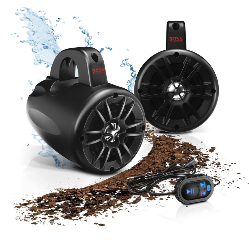 BOSS AUDIO SYSTEMS BOSS Audio Systems BM40AMPBT ATV UTV Waketower Speaker System - Bluetooth, 500 Watts of Power Per Pair, 4 Inch Woofer, Full Range, 2 Way, Marine grade, Weatherproof, Sold in Pairs  - Image 1