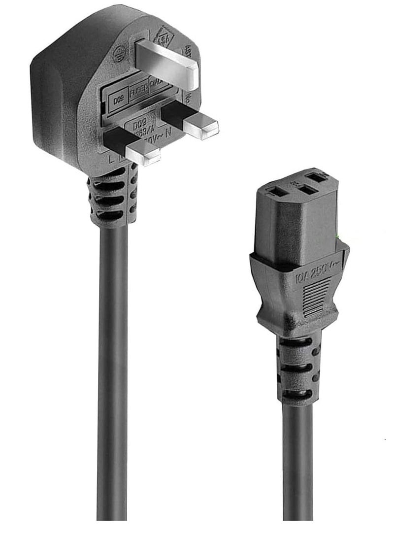 DKURVE - DKURVE® Kettle Lead 250V 10A Power Cable UK Mains Lead for PC Computer TV Monitor Printer etc, 3 Pin UK Plug to IEC 320 C13 AC Power Cord (1.5M) - Image 1