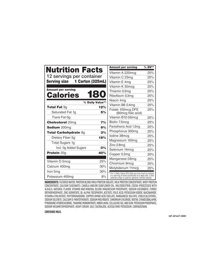 SlimFast Protein Shake, Chocolate- 20g Protein, Meal Replacement Shake Ready to Drink, High Protein with Low Carb and Low Sugar, 24 Vitamins and Minerals, 12 Count (Pack of 1) (Packaging May Vary) - Image 3