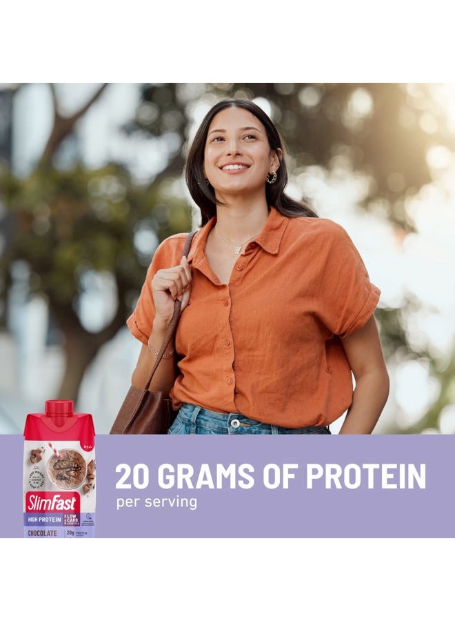 SlimFast Protein Shake, Chocolate- 20g Protein, Meal Replacement Shake Ready to Drink, High Protein with Low Carb and Low Sugar, 24 Vitamins and Minerals, 12 Count (Pack of 1) (Packaging May Vary) - Image 4