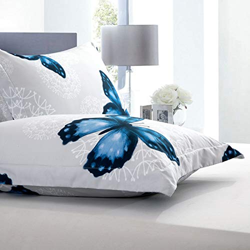 ARTALL Lightweight Microfiber 3 Piece Comforter Set with 2 Shams, Butterfly Pattern Bedding Set, King, Blue - Image 5