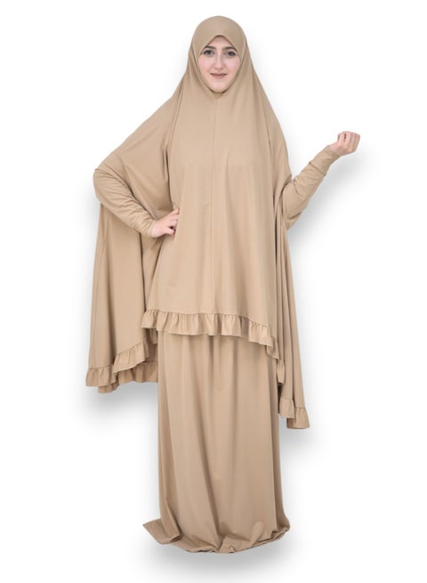 Two Piece Islamic prayer dress women with sleeve - Prayer Clothes for Women - Prayer Abaya For women - Jilbab 2 piece, Umrah essentials for women - Prayer set