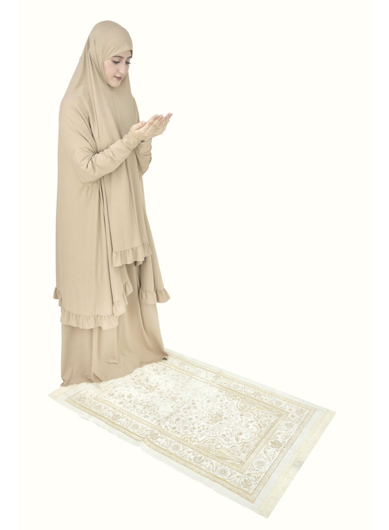 DAMAS COLLECTION Two Piece Islamic prayer dress women with sleeve - Prayer Clothes for Women - Prayer Abaya For women - Jilbab 2 piece, Umrah essentials for women - Prayer set - Image 2