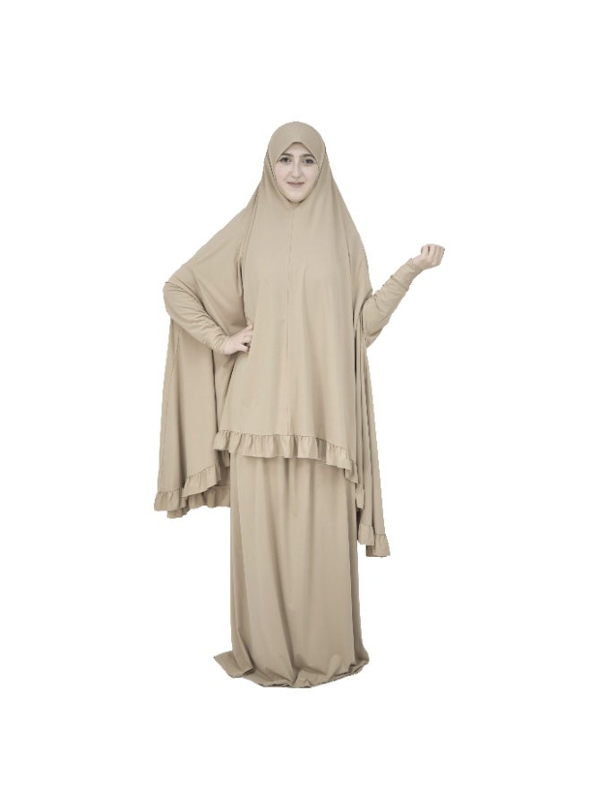 DAMAS COLLECTION Two Piece Islamic prayer dress women with sleeve - Prayer Clothes for Women - Prayer Abaya For women - Jilbab 2 piece, Umrah essentials for women - Prayer set - Image 1
