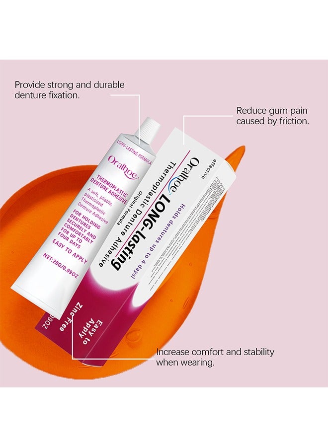 أورالحوي لاصقة أطقم الأسنان من البلاستيك الحراري، لاصقات ثابتة لأطقم الأسنان، تستخدم لإصلاح وتأمين الأطقم المتخلخلة، لاصقات الأسنان للأطقم 28 غرام - Image 2